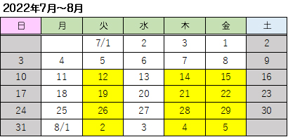 開催スケジュール