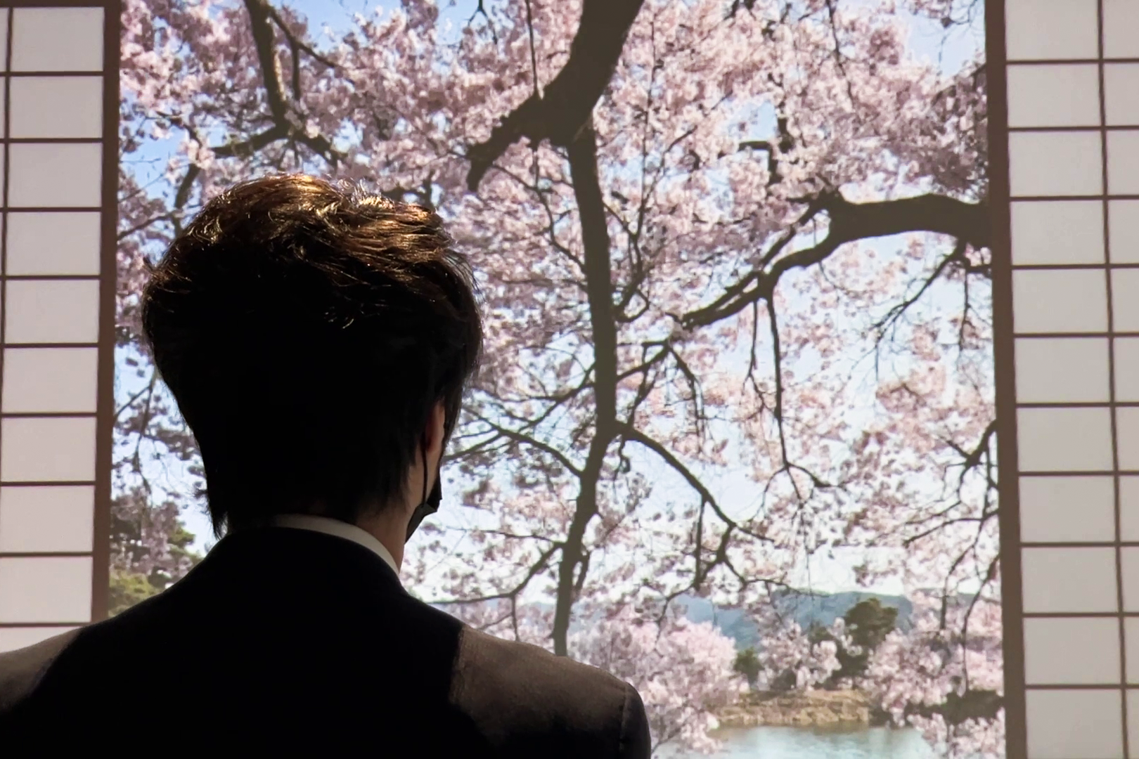 風景を眺める様子