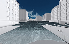 津波浸水解析を3Dで可視化